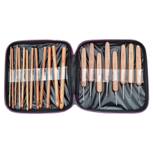 20PCS Bambus Häkeln DIY Hand Werkzeug Verkohlten Griff Pullover Nadel Set