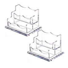2er-Pack Acryl-Visitenkartenhalter für den Schreibtisch, horizontaler, transparenter Namensständer, Schreibtischzubehör (2 Steckplätze)