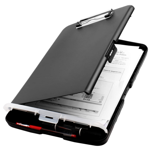 Clip Board Organizer Clipboards with Storage Nursing Clipboard Foldable File Folder Plastic (Black) 1