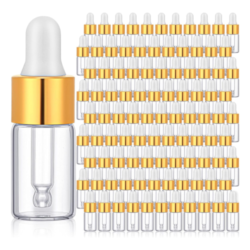 100 Pcs Glass Dropping Bottles Mini Essential Oil Dropper Empty Sample Vials with Cap Tiny Storage Jars 3 Ml 1