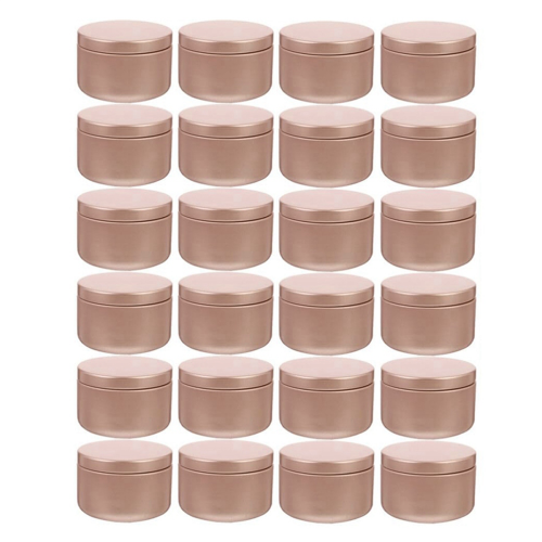 24 Pcs Candle Jar Decorative Labels Empty Storage Tins Tin Can Holders Round Containers, C