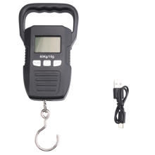 Black 60Kg/10G LCD Digital Hanging Scale USB Recharged Crane Hook Scales Courier Luggage Home Weighing Balance Tools