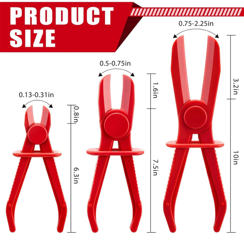 12 stuks slangklemtangen, rood, 3 maten 2