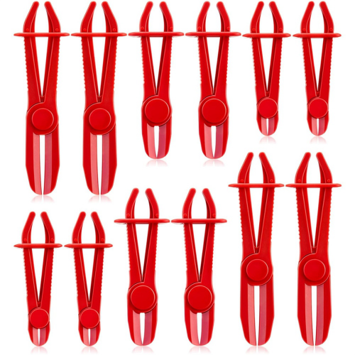 12 stuks slangklemtangen, rood, 3 maten
