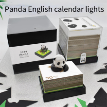 3D-Panda-Kalender 2024, Papierschnitzkunst mit Licht, Zeitmesser für DIY-Geschenke, Desktop-Dekoration