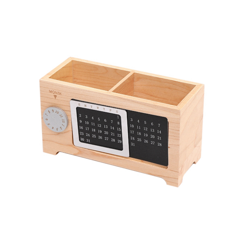 Kalender Stift Halter Multifunktionale Desktop Büro Lagerung Box Ornamente Ahorn Holz 1