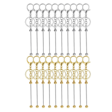 20 Stück Perlen Schlüsselanhänger Bars Metall Perlen Blank Schlüsselanhänger Charms DIY Zubehör Bulk