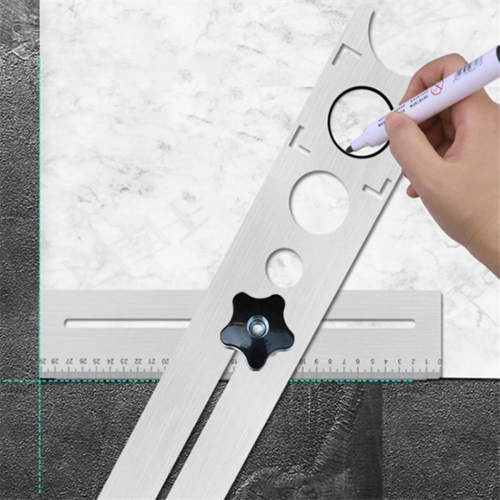 Multifunctional Universal Tile Hole Locator 40cm Ruler Thickness 1mm Drilling Tool 2
