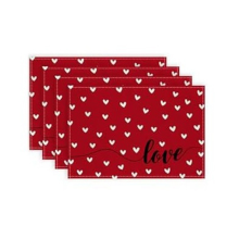 Tischsets zum Valentinstag, Herz, saisonales Bauernhaus-Sackleinen, rotes Küchentischset für den Innenbereich, für Partys zu Hause, 4 Stück