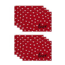 Tischsets zum Valentinstag, Herz, saisonales Bauernhaus-Sackleinen, rotes Küchentischset für den Innenbereich, für Partys zu Hause, 8 Stück