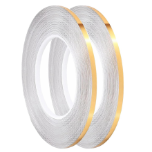 Knutselstriptape, zelfklevende krijtstreeptape, cadeauverpakking, wanddecoratie, 2 rollen, 1/5 inch x 55 yard per stuk (goud)