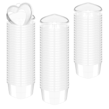100 stuks 2,4 oz Valentijnsdag hartvormige bakjes plastic doos met deksels herbruikbare kleine portiebekers