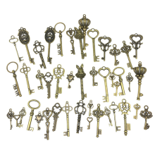 46-teiliges Mix-Kit im alt aussehenden Retro-Stil, antikes Messing, Bronze, dekorativer Vintage-Schlüssel für Steampunk-Charms, Anhänger, Schmuck