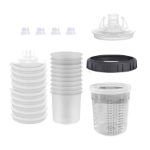 Serbatoio visivo da 810 ml, tazza rigida con scala e coperchio di supporto per sistema di filtrazione a pistola, 4 tappi di tenuta