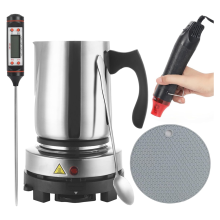 Kit per la fabbricazione di candele, per principianti, brocca con beccuccio da 900 ml, pistola termica, termometro, accessori per candele, spina UE