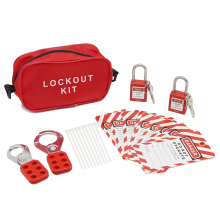 Lockout-Tagout-Kit – 2 Stahlriegel, 10 Anhänger, Nylonbinder, Aufbewahrungstaschenschlösser