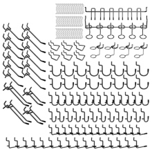 176-teiliges Stecktafel-Haken-Set, 1/4-Zoll-Metall-Stecktafel-Haken-Sortiment mit Schlosszubehör für die Garagenwand