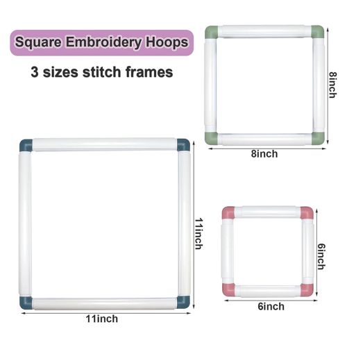 3-Pack Square Embroidery Hoops Punch Needle Quilting Frame,As Shown 2