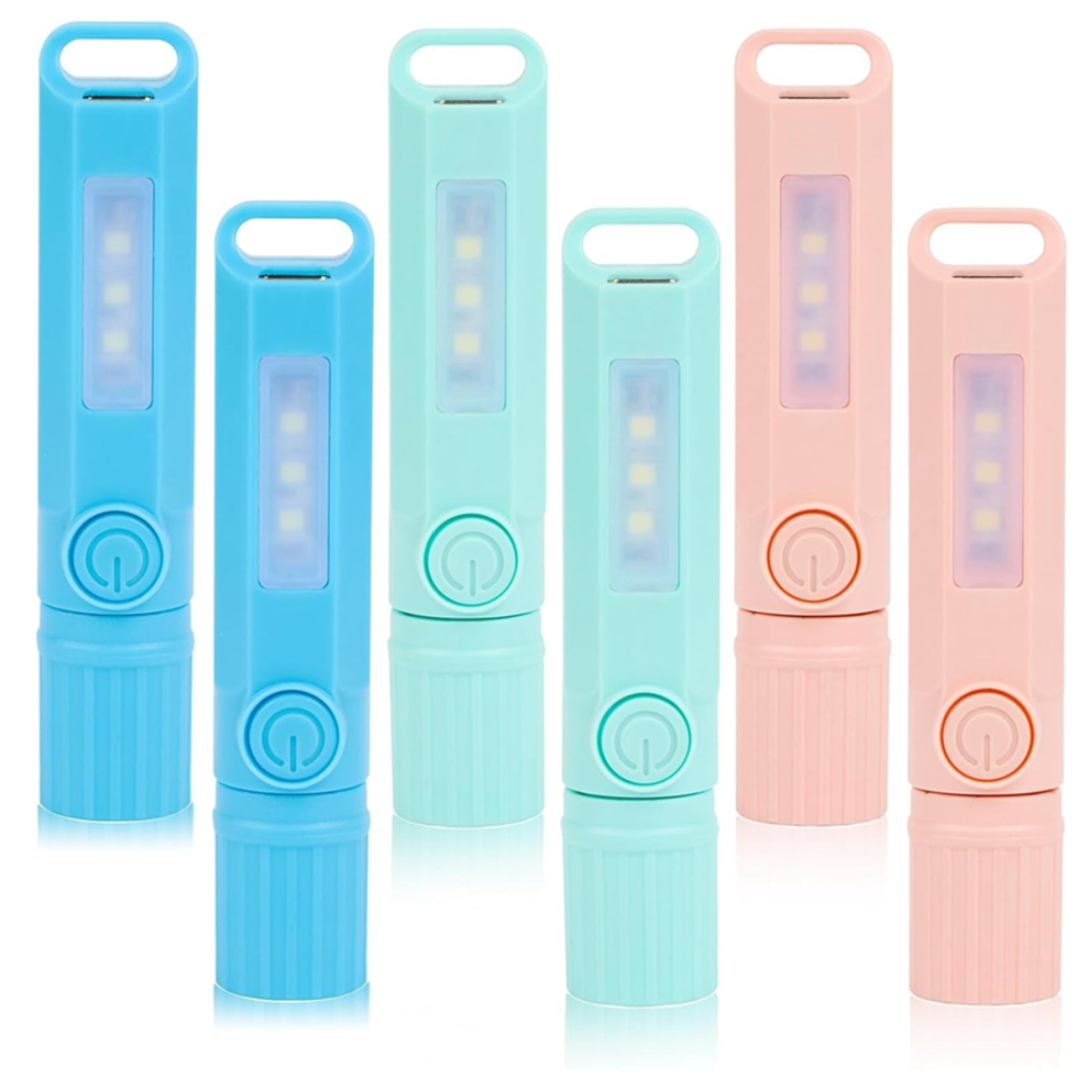 6-Pack Oplaadbare Mini-Ledzaklampen Met Usb-C-Aansluiting, Kampeerlantaarncombo (6-Pack)-image