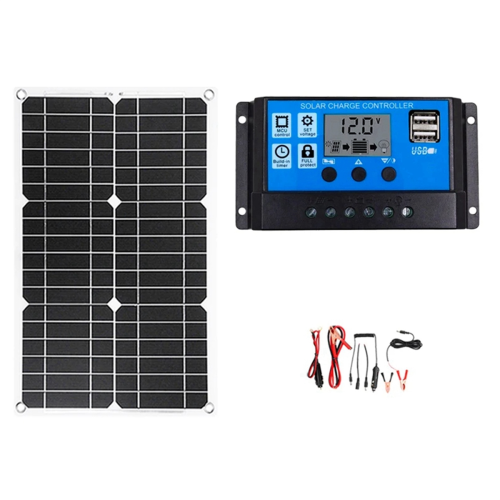 20W Car Battery Solar Panel System Kit Charger Portable Flexible Controller 2USB Output 1