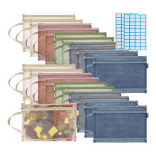 20er-Pack Netztaschen mit Reißverschluss, doppelwandige Nylontaschen zur Aufbewahrung von Tischspielen und Puzzles