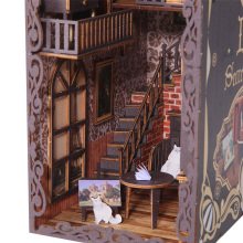 DIY Book Nook Kit, Basement Bookshelf Insert Decor Alley, with Lights, 3D Wooden Puzzle Decorative for Kids/Adults
