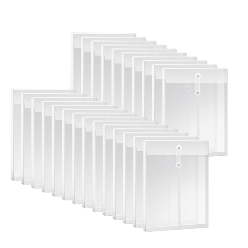 A4 Size Clear Plastic Envelopes with String Closure, Expandable Files Document Folder, File Bag for Office 24Pcs 1