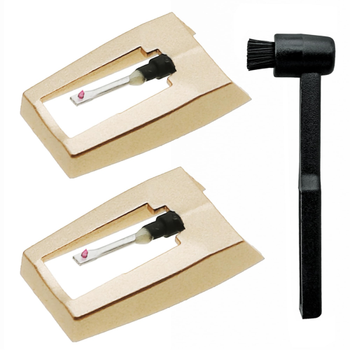 2Pcs Record Player Needles Replacement with Stylus Cleaning Brush Kit,Record Needle for ,Turntables