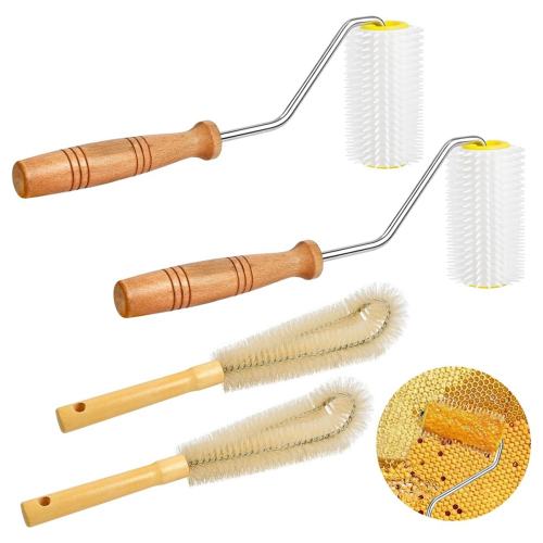 4 Pcs Honey Extractor Uncapping Needle Roller Tool with Wood Handle for Beekeeper, Spinner 2