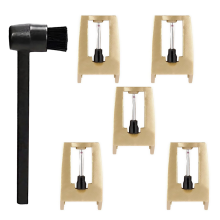 Lot de 5 aiguilles de rechange pour tourne-disque avec kit de nettoyage et brosse de stylet, aiguilles pour tourne-disque