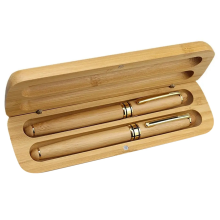 Bambus-Holz-Schreibwaren-Set für Studenten, Geschäftsbüro, Kugelschreiber und Geschenkbox, elegantes, schickes, schönes Stifte-Set