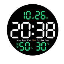 10 Zoll Temperatur Luftfeuchtigkeit Digitale Wanduhr mit Fernbedienung Alarm Datum Woche Anzeige Wandmontage für Home Orange