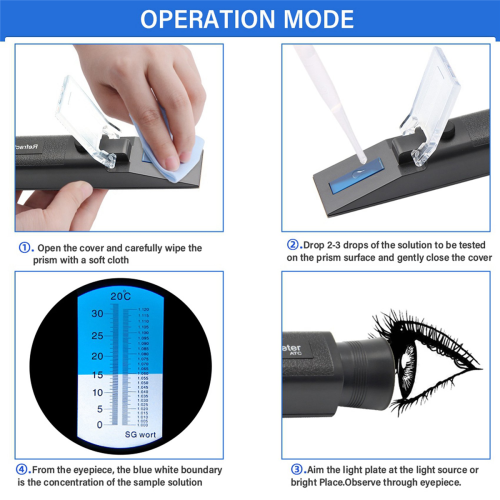 Refractometer Bierwort Suiker Alcohol Meter 0-30%1.000-1.120 Specifieke Handheld Tool Hydrometer Tester 1
