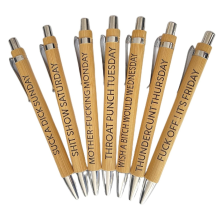 7Pcs Lustige Arbeit Stifte für Erwachsene Geschenk Bambus Büro Geschenke Frauen Männer Kollegen DeskAccessories