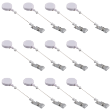 12-teiliges Ausweishalter-Set zum Selbermachen mit Perlen, einziehbare ID-Namensclips, Halter für Perlen, blanke Leiste mit Gürtelclip, weiß