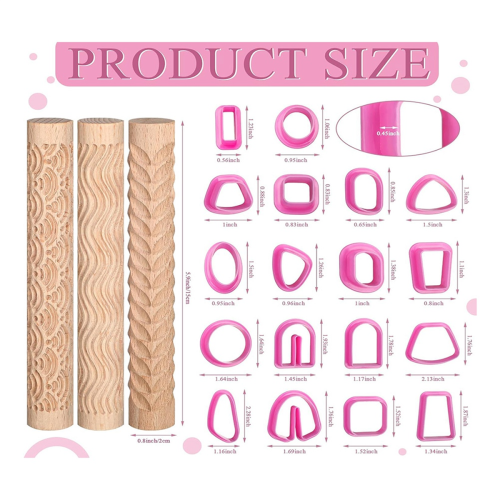18 Pieces Polymer Clay Cutter for Making Earrings, Roller Ceramic Sculpting Tools DIY Handmaking 2