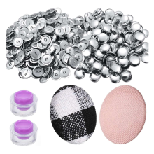 Kit da 100 set di bottoni di copertura con strumenti, dimensioni fai da te, tessuto in tessuto da 0,59 pollici