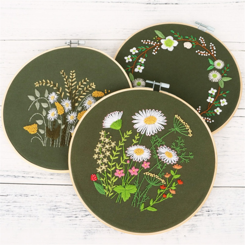 4 Sets Hand Embroidery Kit for Beginners Adults , Includes Flower, Hoop, Color Threads, Tools 2