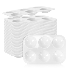 50 PCS Weiße Aquarellpalette aus Kunststoff, 6 rechteckige Farbpaletten, Tabletttabletts für Kinder