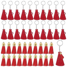40 Stück Acryl-Cheer-Schlüsselanhänger mit Quaste, Cheerleading-Team, Geschenk für Absolventen (Glitzerrot)