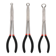 3-teiliges 11-Zoll-Schlauchgreifer-Zangenset, 6 mm, 13 mm, 18 mm Durchmesser, versetzte Zündkerzenstecker-Entfernungszange, gezackte Backen