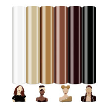 Hautfarbener 3D-Puff-Vinyl-Wärmetransfer, cremefarben, beige, braun, zum Aufbügeln für selbstgemachte Stoff-T-Shirts, 25,4 x 30,5 cm, 6 Blatt