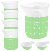 7-teiliges Silikon-Messbecher-Set, 1 Becher à 250 ml, 4 antihaftbeschichtete Mischbecher à 100 ml, 2 Formbecher à 10 ml