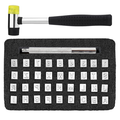 38 PCS Leather Stamping Tools, Alphabet Kit with Rubber Hammer, for Working(6mm) 1