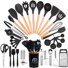 Chef Silikon-Küchenhelfer-Set, 34-teilig, hitzebeständig, Gadgets und Werkzeuge mit Reibe, Schwarz