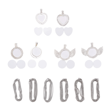 Set van 24 sublimatie-strass-trays hangers, 6 lege trays met bezel, kettingen met 12 schijven, gemengde stijl