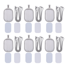 Set van 24 sublimatie-strass-hangers, 6 lege bezel-trays, kettingen met 12 schijven, rechthoekige stijl