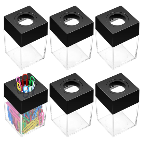 Lot de 6 porte-trombones magnétiques noirs pour bureau 2