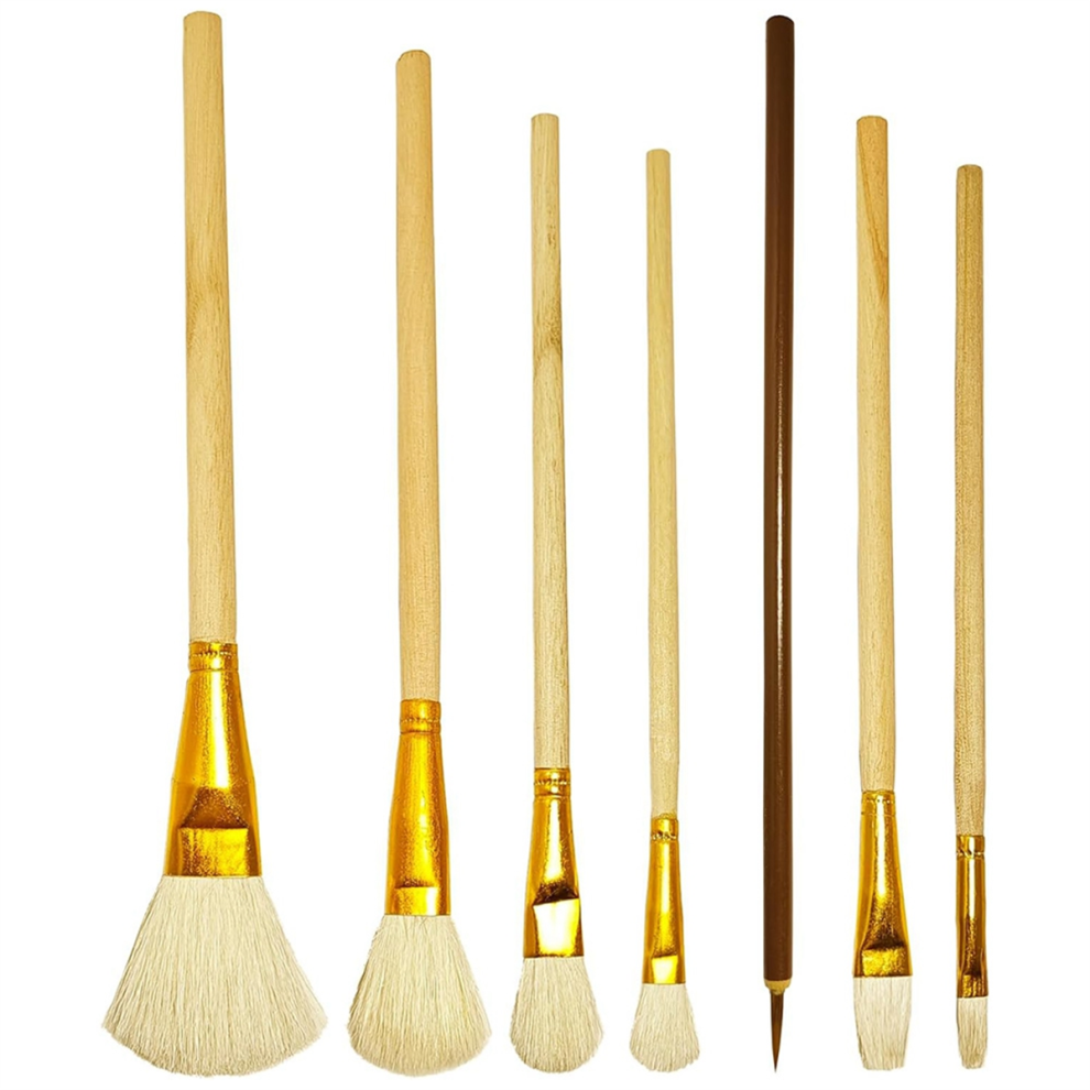 7-Pack Schilderkwasten, Keramiekglazuurkwast, Aquarelverf, Wolverfset, Gereedschap, Geschikt Voor Studenten En Volwassenen-image