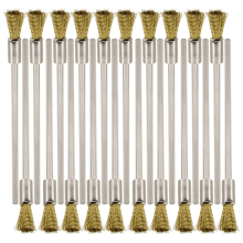 20 Stück Messingdrahtbürsten mit verlängertem Griff – zum Entfernen von Metallrost, Polieren, Reinigen, 6 mm Durchmesser